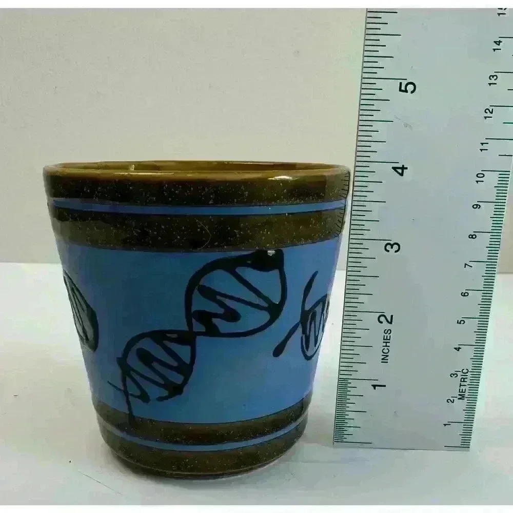 Vintage Planter Ceramic Blue with Black Design Beautifully Glazed Excellent Cond